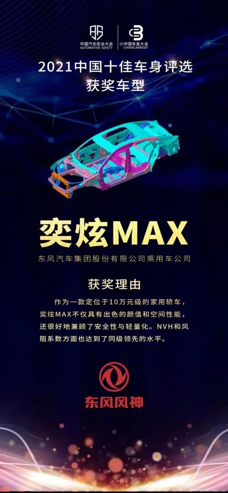 DSMA架构首款 奕炫MAX荣耀不限于“2021中国十佳车身”